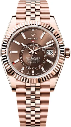 Casual Watches for Weekend OutingsRolex Sky-Dweller 42mm Chocolate Dial Fluted Bezel Jubilee Bracelet - 336935 | 2024 Model