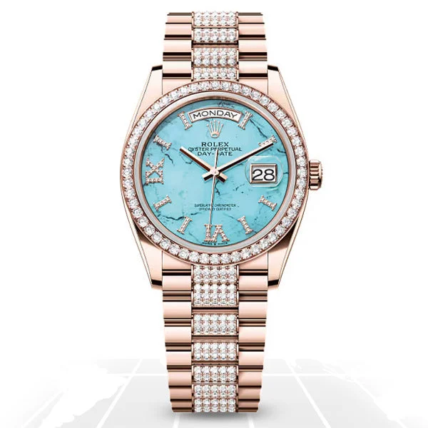 Military Style Watches with Luminescent HandsRolex	Day-Date 36 "Turquoise"	128345RBR