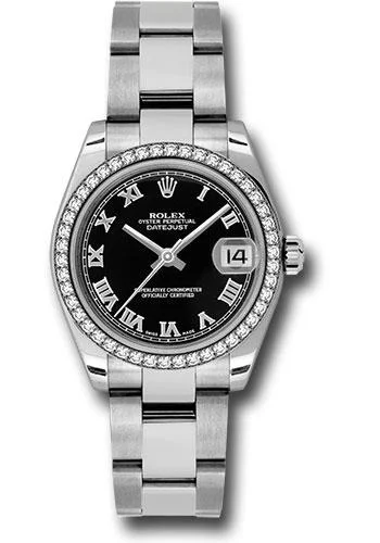 Analog-Digital Hybrid Watches for Dual FunctionalityRolex Steel and White Gold Datejust 31 Watch - 46 Diamond Bezel - Black Roman Dial - Oyster Bracelet - 178384 bkro