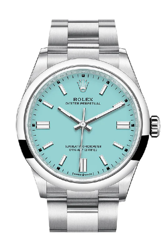 Watches with Luminous Markers for Night VisibilityRolex Oyster Perpetual 36 Turquoise Dial Oyster Bracelet Watch 126000