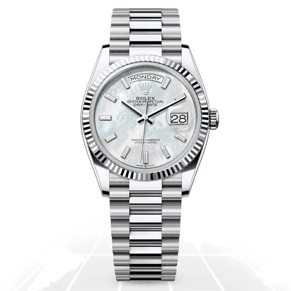 Traveler’s Watches with World Time FunctionRolex	Day-Date 36 "Mother Of Pearl Baguette" 128236