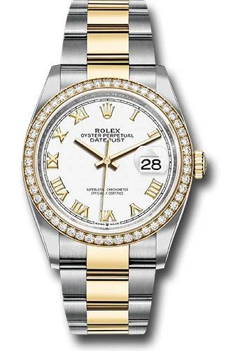 Watches with Matte Finish Cases for a Sophisticated LookRolex Steel and Yellow Gold Rolesor Datejust 36 Watch - Diamond Bezel - White Roman Dial - Oyster Bracelet - 126283RBR wro