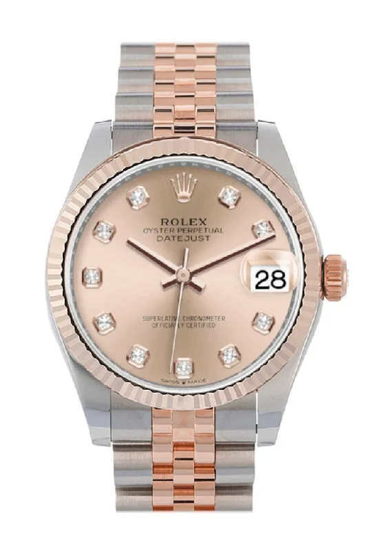 Alloy Cased Watches for Affordable QualityRolex Datejust 31 Rose Diamond Dial Fluted Bezel 18K Everose Gold Two Tone Jubilee Watch 278271