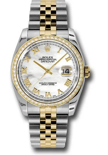 Titanium Cased Watches for Lightweight ComfortRolex Steel and Yellow Gold Rolesor Datejust 36 Watch - 52 Brilliant-Cut Diamond Bezel - Mother-Of-Pearl Roman Dial - Jubilee Bracelet - 116243 mrj