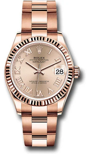 Fashionable Quartz Watches for Women with Leather StrapsRolex Everose Gold Datejust 31 Watch - Fluted Bezel - RosŽ Roman Dial - Oyster Bracelet 278275 rsro