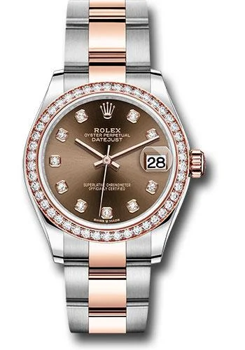 Watches with Skeletonized Hands for a Modern TwistRolex Steel and Everose Gold Datejust 31 Watch - 46 Diamond Bezel - Chocolate Diamond Dial - Oyster Bracelet - 278381RBR chodo