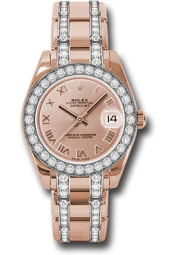 Casual Watches for Weekend OutingsRolex Everose Gold Datejust Pearlmaster 34 Watch - 32 Diamond Bezel - Pink Roman Dial - 81285 prdp