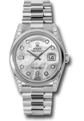 Chronograph Watches for Sports EnthusiastsRolex Platinum Day-Date 36 Watch - Domed Bezel - Mother-Of-Pearl Diamond Dial - President Bracelet - 118296 mdp