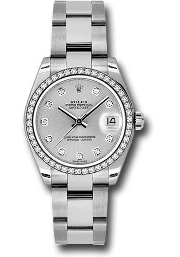 Analog-Digital Hybrid Watches for Dual FunctionalityRolex Steel and White Gold Datejust 31 Watch - 46 Diamond Bezel - Silver Diamond Dial - Oyster Bracelet - 178384 sdo