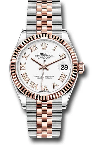 Mechanical Watches with Hand-Winding MechanismRolex Steel and Everose Gold Datejust 31 Watch - Fluted Bezel - RosŽ Index Dial - Jubilee Bracelet 278271 wrj