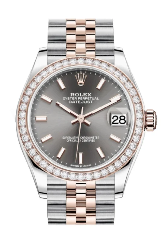 Vintage Style Mechanical Watches for CollectorsRolex Datejust 31 Dark Rhodium Dial Diamond Bezel Rose Gold Two Tone Jubilee Watch 278381RBR 278381