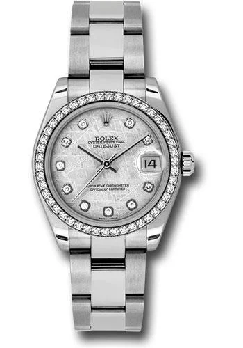 Watches with Embossed Dials for a Textured LookRolex Steel and White Gold Datejust 31 Watch - 46 Diamond Bezel - Meteorite Diamond Dial - Oyster Bracelet - 178384 mtdo