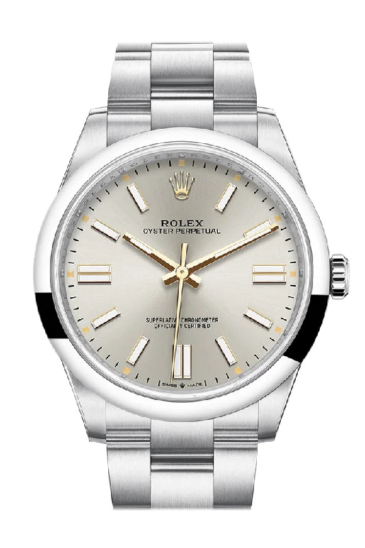 Solar-Powered Watches for Eco-Conscious UsersRolex Oyster Perpetual 41 Silver Dial Oyster Bracelet Watch 124300