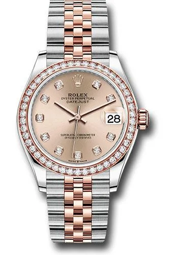 Watches with Skeletonized Hands for a Modern TwistRolex Steel and Everose Gold Datejust 31 Watch - 46 Diamond Bezel - Rose Diamond Dial - Jubilee Bracelet - 278381RBR rodj