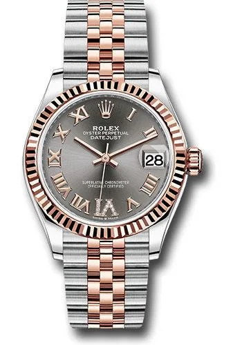 Watches with Silicone Straps for a Soft FeelRolex Steel and Everose Gold Datejust 31 Watch - Fluted Bezel - Mother-Of-Pearl Diamond Dial - Jubilee Bracelet - 278271 dkrhdr6j