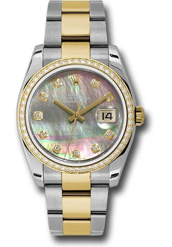 Square Dial Watches with Modern DesignRolex Steel and Yellow Gold Rolesor Datejust 36 Watch - 52 Diamond Bezel - Dark Mother-Of-Pearl Diamond Dial - Oyster Bracelet - 116243 dkmdo