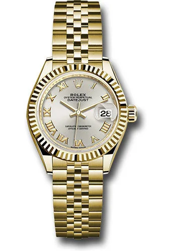 Watches with Gold Plated Cases for a Luxurious LookRolex Yellow Gold Lady-Datejust 28 Watch - Fluted Bezel - Silver Roman Dial - Jubilee Bracelet - 279178 srj