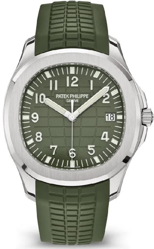 Watches with Rubber Straps for Comfort and DurabilityPatek Philippe Aquanaut - White Gold - Khaki Green Embossed Dial (Ref# 5168G-010)