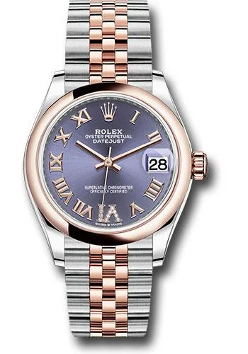 Adjustable Strap Watches for Perfect FitRolex Steel and Everose Gold Datejust 31 Watch - Domed Bezel - Chocolate Diamond Roman VI Dial - Jubilee Bracelet - 278241 aubdr6j