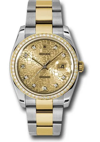 Chronograph Watches for Sports EnthusiastsRolex Steel and Yellow Gold Rolesor Datejust 36 Watch - 52 Diamond Bezel - Champagne Jubilee Diamond Dial - Oyster Bracelet - 116243 chjdo