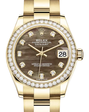 Wooden Cased Watches for a Natural LookRolex Lady-Datejust 31 Yellow Gold Black Mother of Pearl Diamond Dial & Diamond Bezel Oyster Bracelet 278288RBR