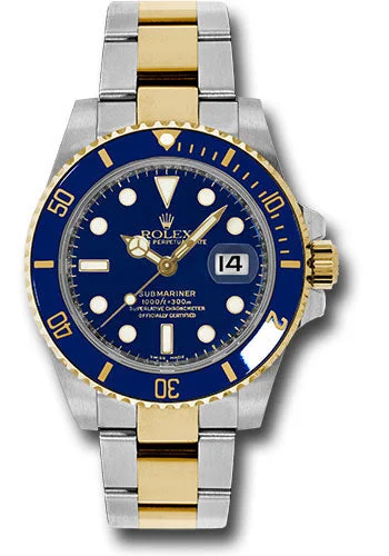 Watches with Temperature SensorRolex Steel and Gold Rolesor Submariner Date Watch - Blue Dial - 116613 blu