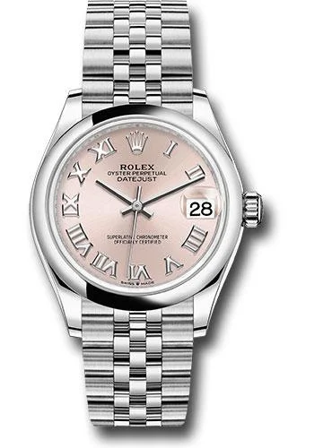 Luxury Quartz Watches with High-End MovementsRolex Steel and White Gold Datejust 31 Watch - Domed Bezel - Pink Roman Dial - Jubilee Bracelet - 2020 Release - 278240 prj