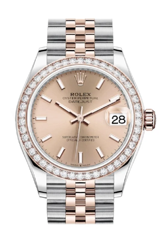 Adjustable Strap Watches for Perfect FitRolex Datejust 31 Rosé Dial Diamond Bezel Rose Gold Two Tone Jubilee Watch 278381RBR 278381