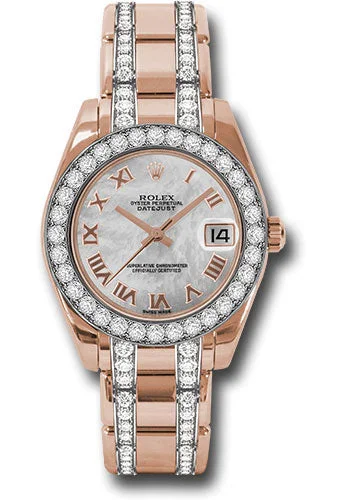 Solar-Powered Watches for Eco-Conscious UsersRolex Everose Gold Datejust Pearlmaster 34 Watch - 32 Diamond Bezel - Mother-Of-Pearl Roman Dial - 81285 mrdp