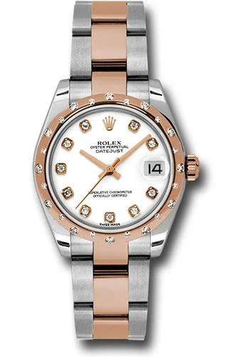 Watches with Two-Tone Cases for a Stylish AppearanceRolex Steel and Everose Gold Datejust 31 Watch - 24 Diamond Bezel - White Diamond Dial - Oyster Bracelet - 178341 wdo