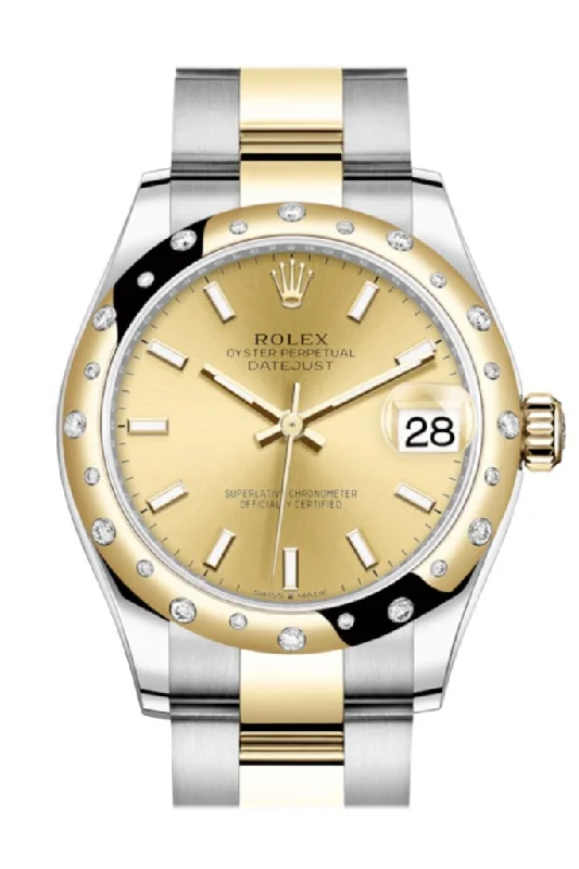 Limited Edition Watches for Exclusive CollectorsRolex Datejust 31 Champagne Dial Diamond Bezel Yellow Gold Two Tone Watch 278343RBR 278343 NP