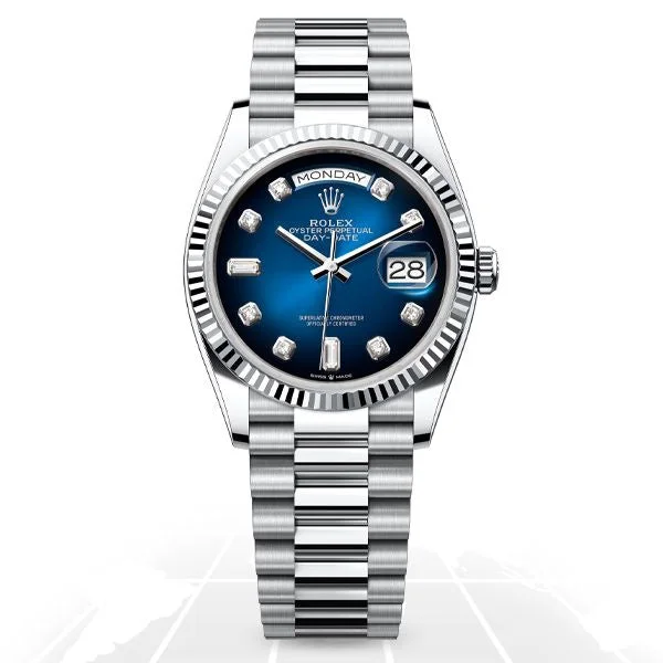 Watches with Rubber Straps for Comfort and DurabilityRolex	Day-Date 36 "Blue Ombre" 128236