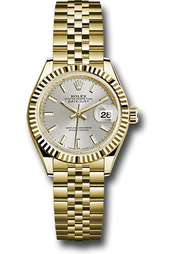 Watches with Sword-Style Hands for a Distinctive LookRolex Yellow Gold Lady-Datejust 28 Watch - Fluted Bezel - Silver Index Dial - Jubilee Bracelet - 279178 sij