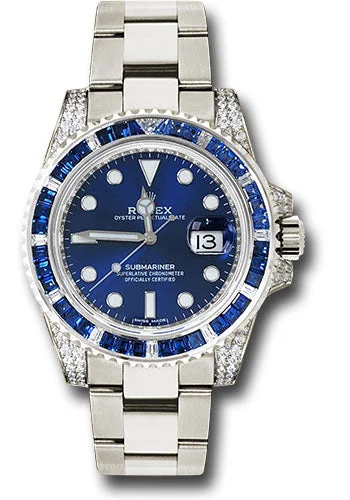 Wooden Cased Watches for a Natural LookRolex White Gold Submariner Date Watch - Sapphire And Diamond Bezel - Blue Dial - 116659 SABR bl