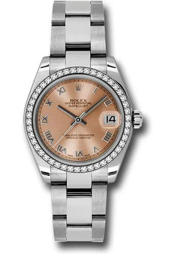 Watches with Embossed Dials for a Textured LookRolex Steel and White Gold Datejust 31 Watch - 46 Diamond Bezel - Pink Roman Dial - Oyster Bracelet - 178384 pro