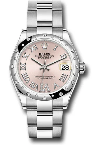 Stainless Steel Dress Watches for BusinessmenRolex Steel and White Gold Datejust 31 Watch - Domed 24 Diamond Bezel - Pink Roman Diamond 6 Dial - Oyster Bracelet 278344RBR pdr6o