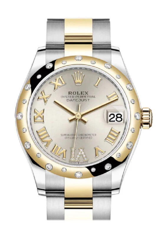 Watches with Heart Rate and Blood Pressure MonitorRolex Datejust 31 Silver Large VI diamonds Dial Diamond Bezel Yellow Gold Two Tone Watch 278343RBR 278343 NP