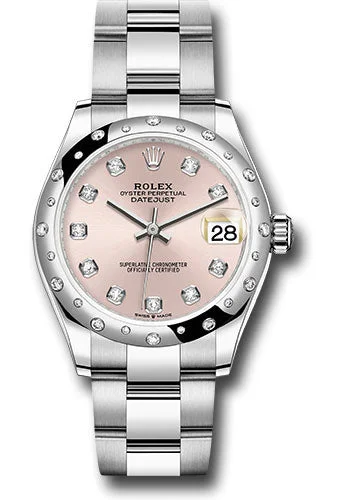 Square Dial Watches with Modern DesignRolex Steel and White Gold Datejust 31 Watch - Domed 24 Diamond Bezel - Pink Diamond Dial - Oyster Bracelet 278344RBR pdo