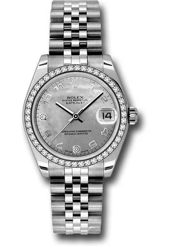 Watches with Multiple Time Zone DisplaysRolex Steel and White Gold Datejust 31 Watch - 46 Diamond Bezel - White Goldust Mother-Of-Pearl Arabic Dial - Jubilee Bracelet - 178384 wgdmdaj