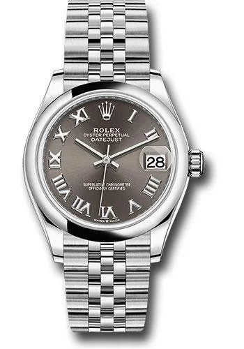 Watches with Skeletonized Hands for a Modern TwistRolex Steel and White Gold Datejust 31 Watch - Domed Bezel - Dark Grey Roman Dial - Jubilee Bracelet - 2020 Release - 278240 dkgrj