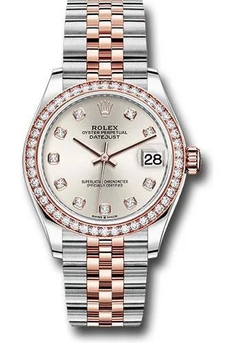 Casual Watches for Weekend OutingsRolex Steel and Everose Gold Datejust 31 Watch - 46 Diamond Bezel - Silver Diamond Dial - Jubilee Bracelet - 278381RBR sdj