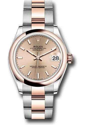 Minimalist Analog Watches for Everyday WearRolex Steel and Everose Gold Datejust 31 Watch - Domed Bezel - Rose Roman Dial - Oyster Bracelet - 278241 roio