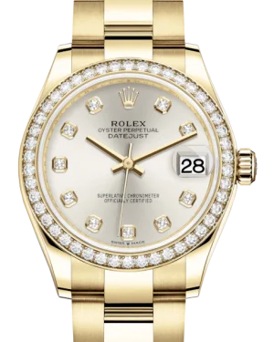 Watches with GMT FunctionRolex Lady-Datejust 31 Yellow Gold Silver Diamond Dial & Diamond Bezel Oyster Bracelet 278288RBR