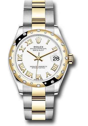 Designer Brand Watches with Unique Dial PatternsRolex Steel and Yellow Gold Datejust 31 Watch - Domed Diamond Bezel - White Roman Dial - Oyster Bracelet 278343 wro