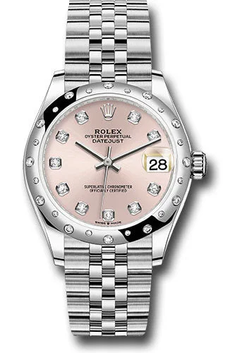 Waterproof Diving Watches with Rotating BezelRolex Steel and White Gold Datejust 31 Watch - Domed 24 Diamond Bezel - Pink Diamond Dial - Jubilee Bracelet 278344RBR pdj