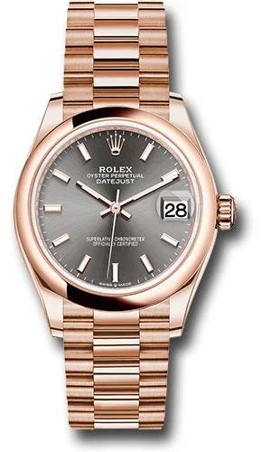 Watches with Multiple Time Zone DisplaysRolex Everose Gold Datejust 31 Watch - Domed Bezel - Rhodium Index Dial - President Bracelet - 278245 dkrhip