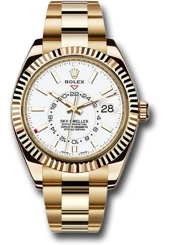 Watches with Sword-Style Hands for a Distinctive LookRolex Yellow Gold Sky-Dweller Watch - White Index Dial - Oyster Bracelet - 326938 w