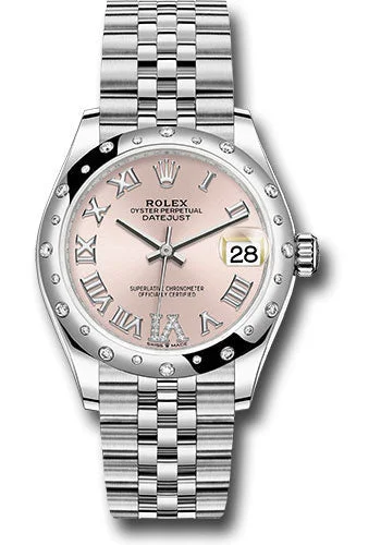 Dressy Watches for Evening EventsRolex Steel and White Gold Datejust 31 Watch - Domed 24 Diamond Bezel - Pink Roman Diamond 6 Dial - Jubilee Bracelet 278344RBR pdr6j