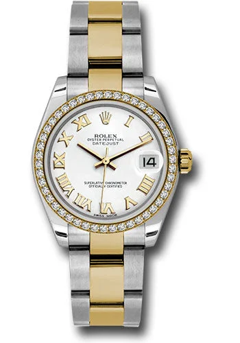 Watches with Silicone Straps for a Soft FeelRolex Steel and Yellow Gold Datejust 31 Watch - 46 Diamond Bezel - White Roman Dial - Oyster Bracelet 178383 wro