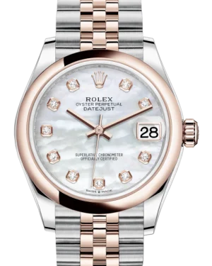 Watches with Temperature SensorRolex Lady-Datejust 31 Rose Gold/Steel White Mother of Pearl Diamond Dial & Smooth Domed Bezel Jubilee Bracelet 278241